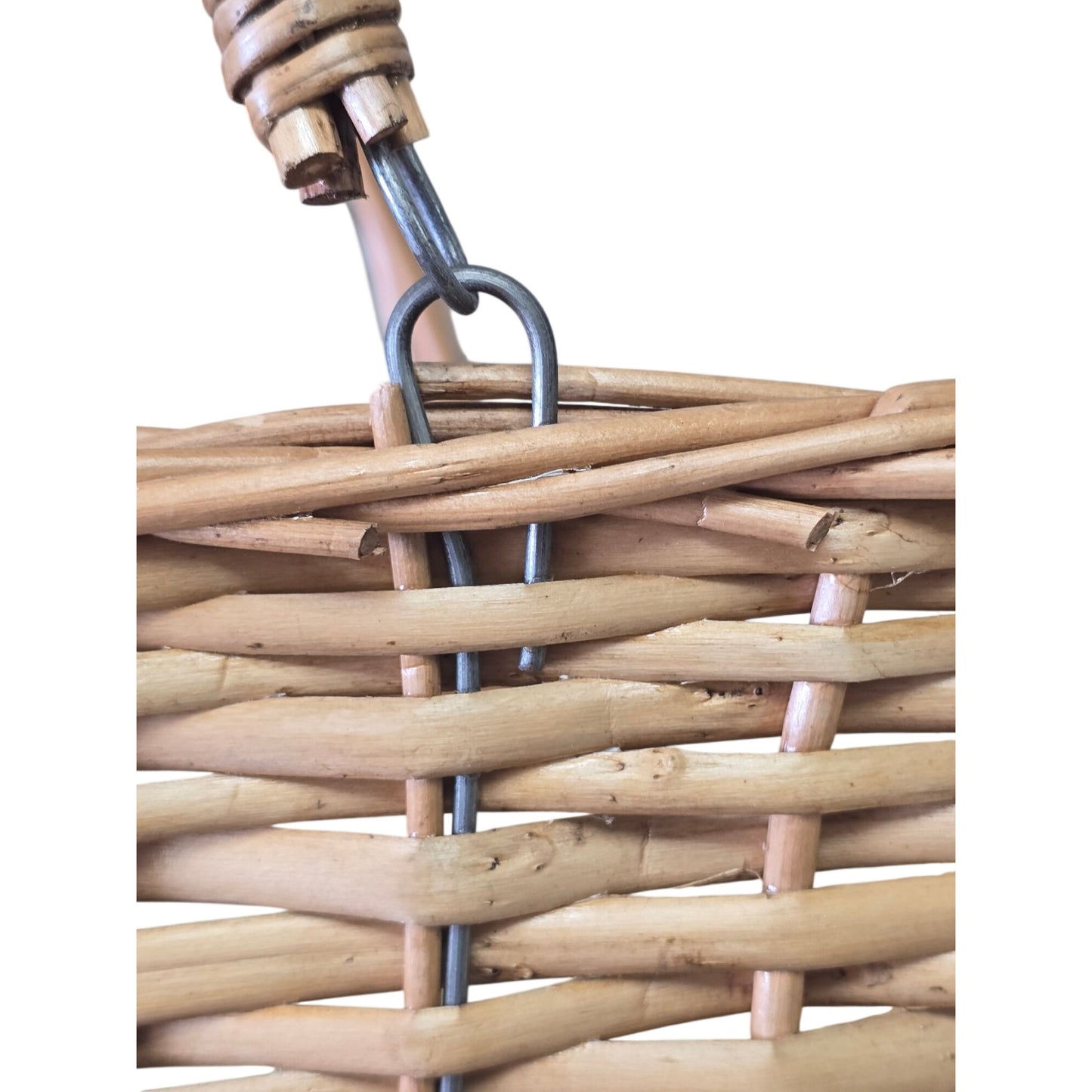 Handwoven Square Basket Metal Link Handle