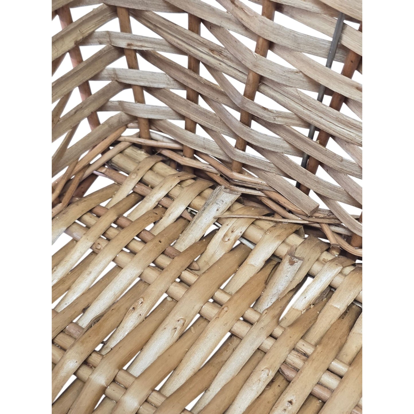 Handwoven Square Basket Metal Link Handle