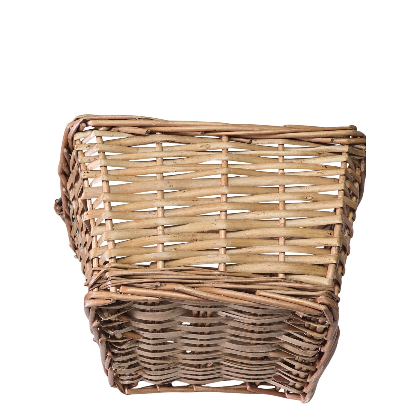 Handwoven Square Basket Metal Link Handle