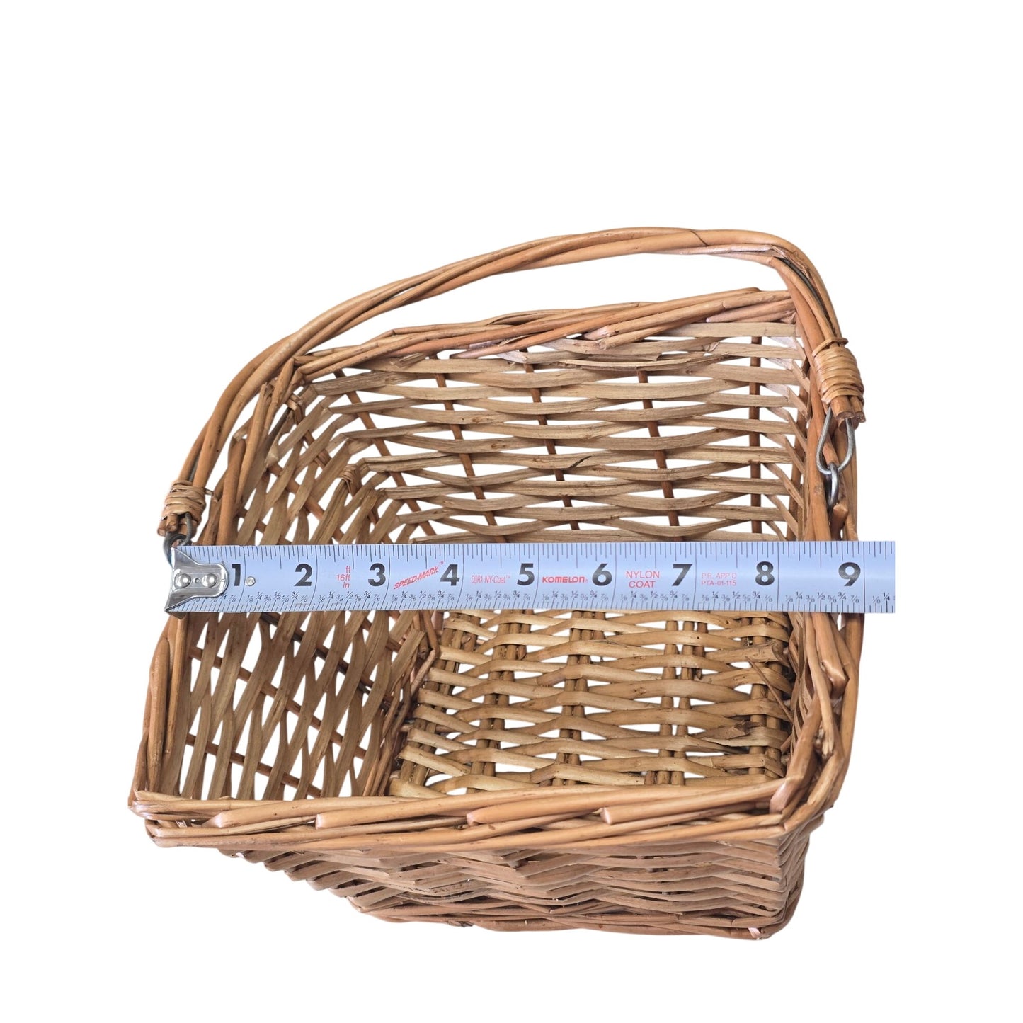 Handwoven Square Basket Metal Link Handle