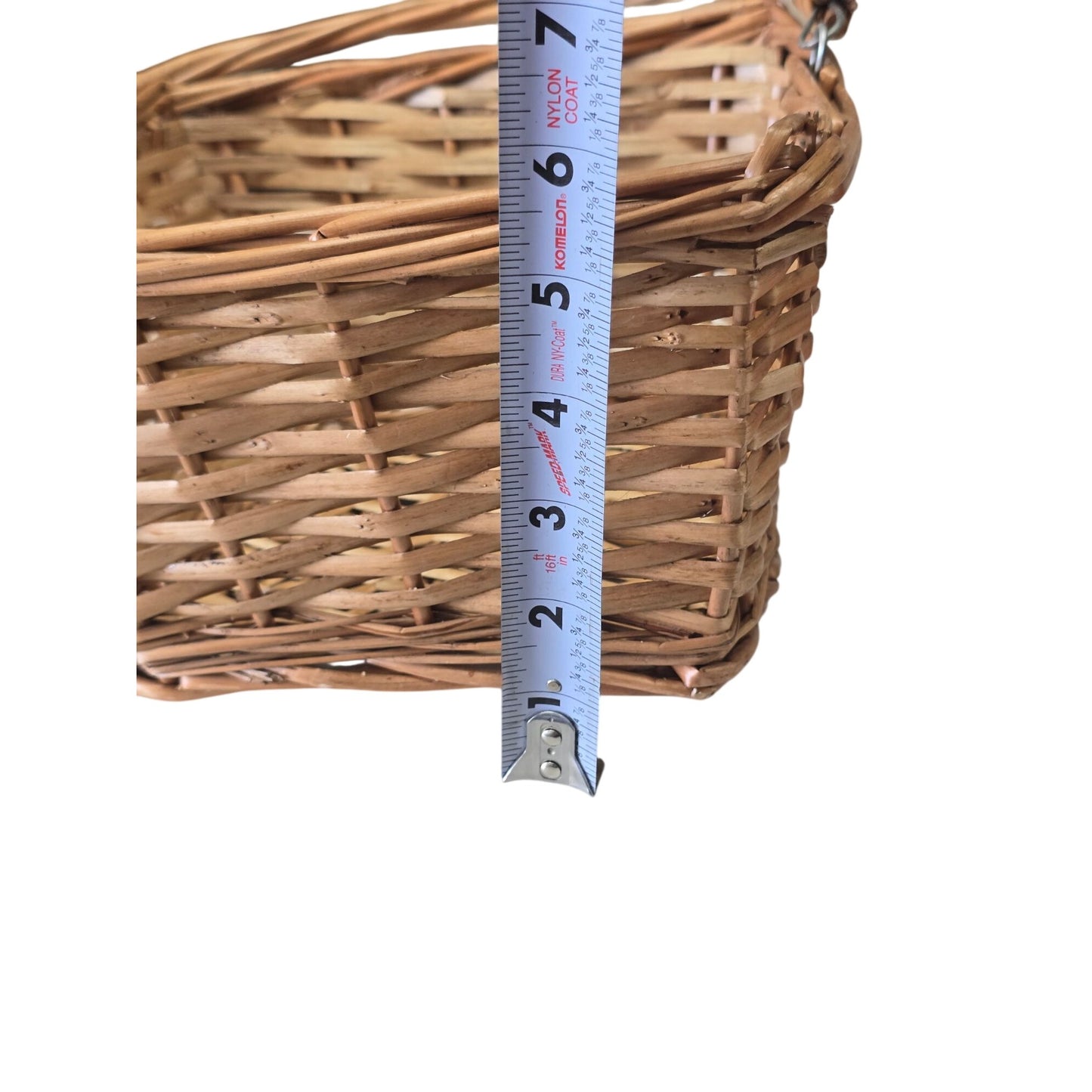 Handwoven Square Basket Metal Link Handle