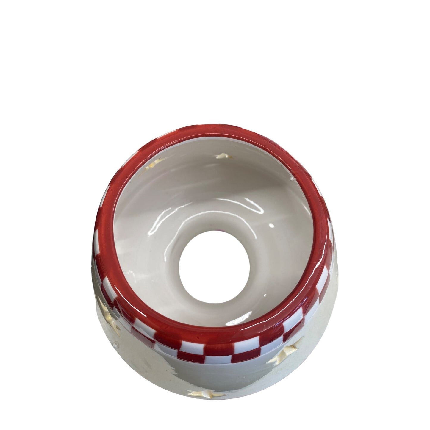 Holiday Time Ceramic Candle Lamp W/ Santa & Fireplace Two-Piece Festive Decor Star Cutouts 9" Tall