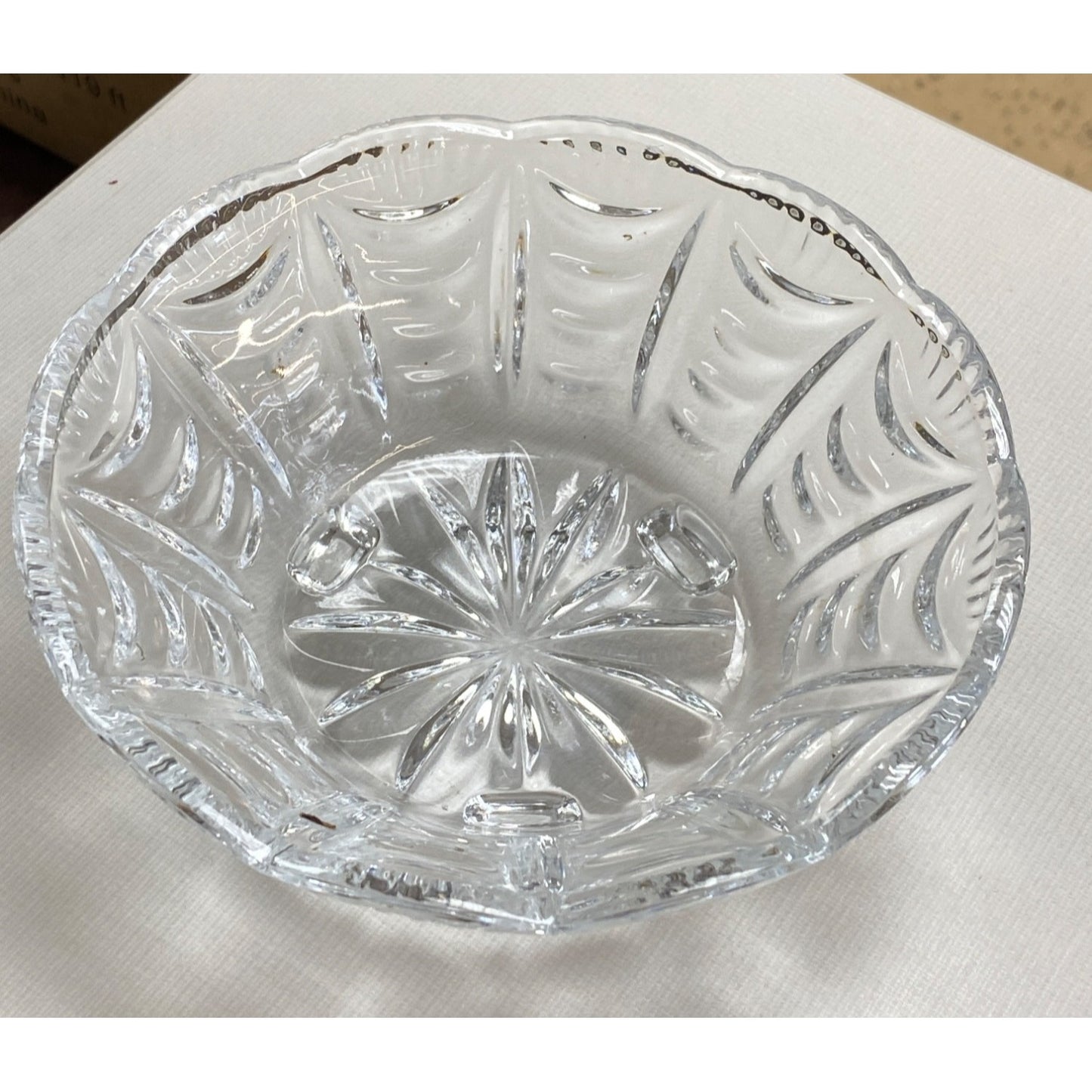 Scalloped Edge Footed Serving Bowl Clear Glass