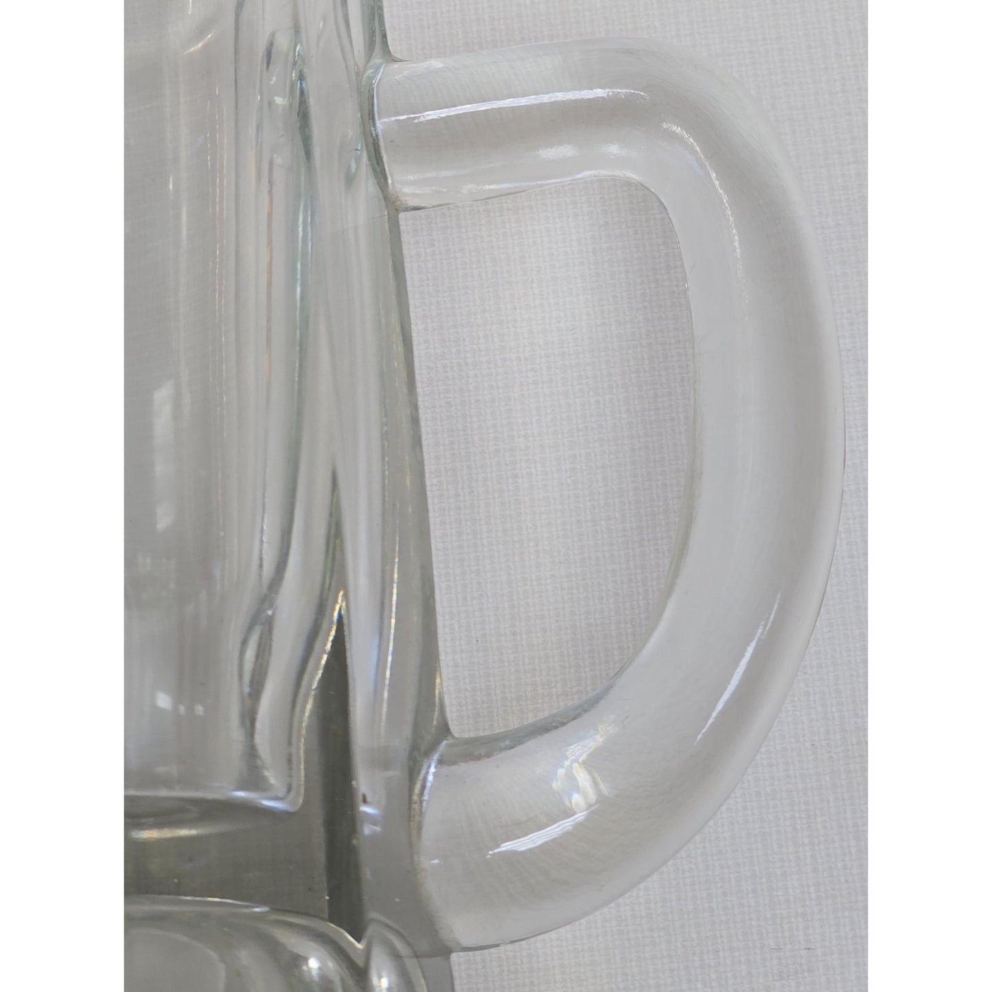 Vintage Clear Glass Beer Mug Ribbed Square Handle