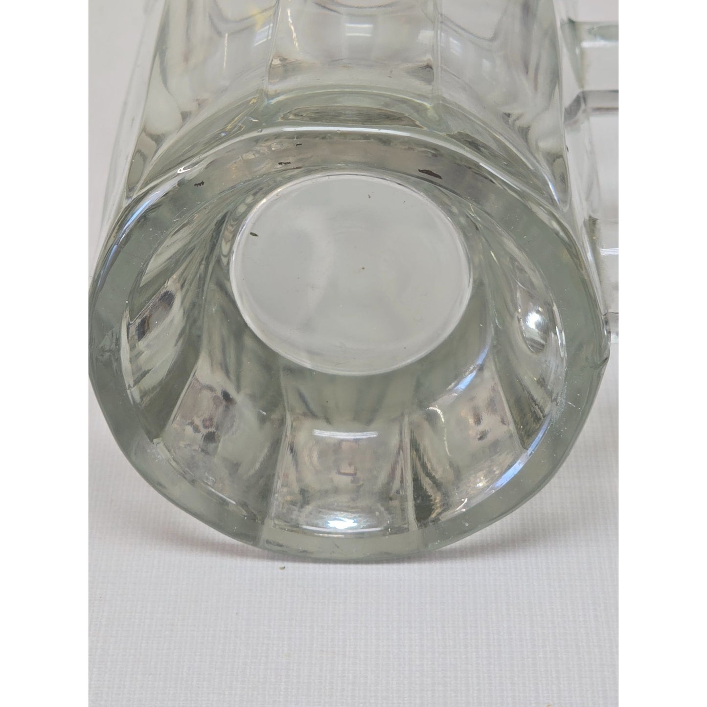 Vintage Clear Glass Beer Mug Ribbed Square Handle