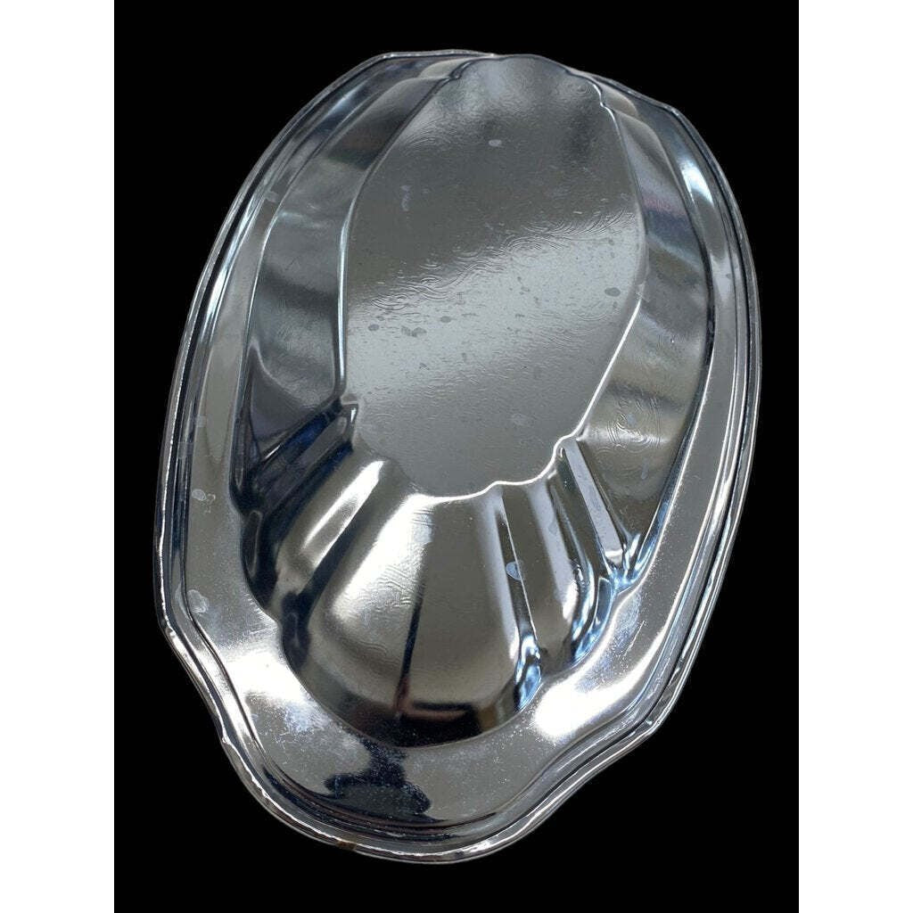 Large Etched Silver Serving Tray Platter