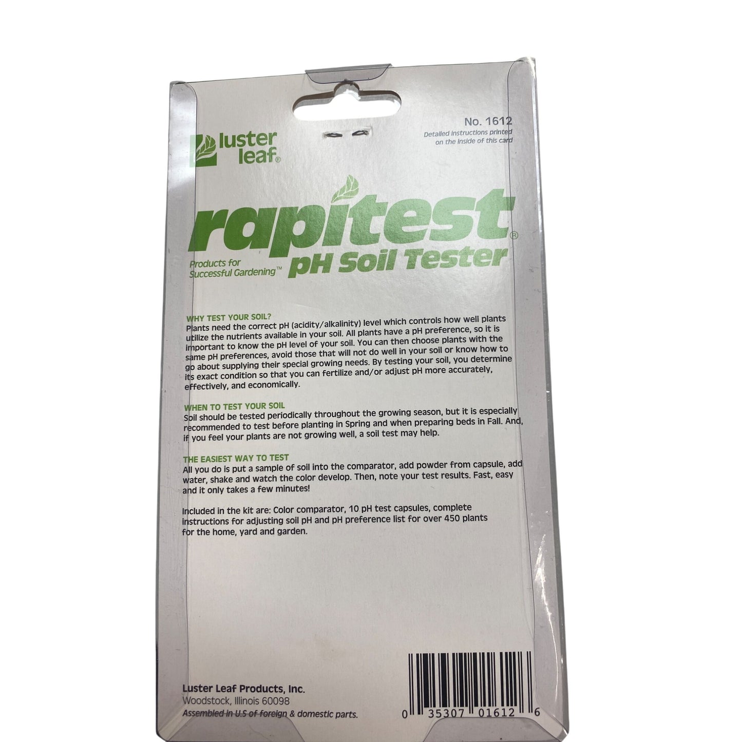 Luster Leaf Rapitest 10-Test pH Soil Tester For Gardening Fruits/Vegetables/Trees/Shrubs