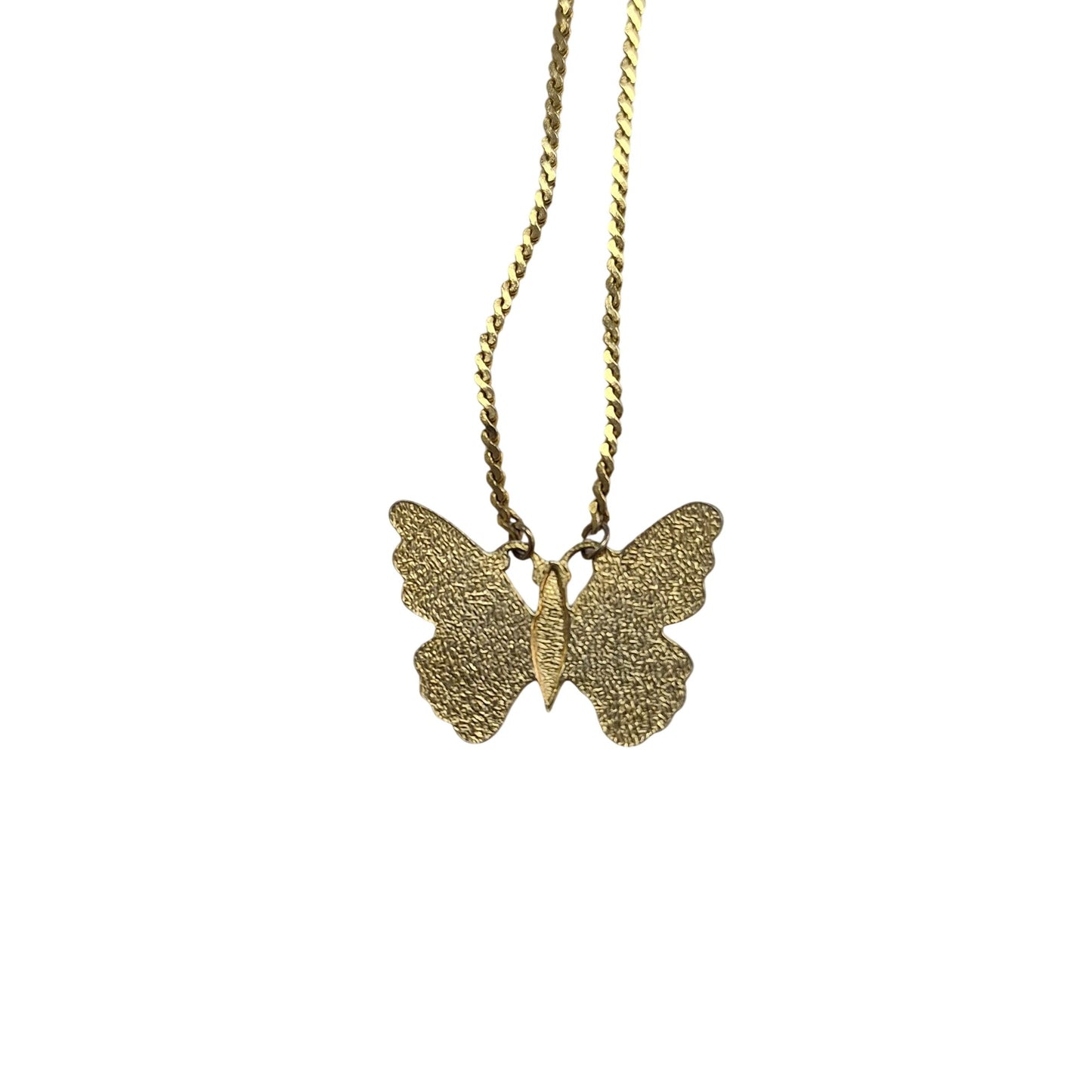 Gold‑Tone Butterfly Necklace Red Enamel Confetti Wings Twist Rope Chain Vintage