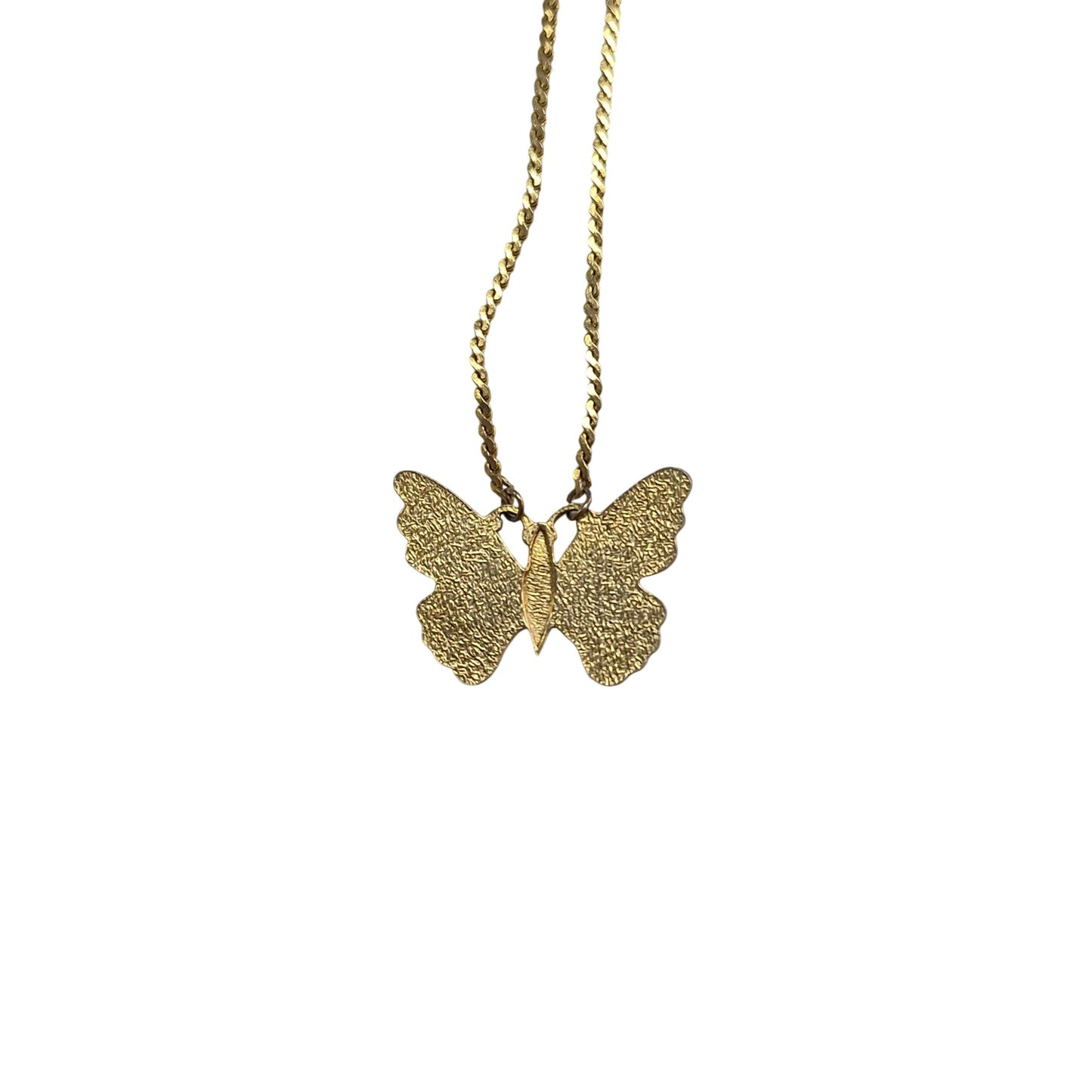 Gold‑Tone Butterfly Necklace Red Enamel Confetti Wings Twist Rope Chain Vintage