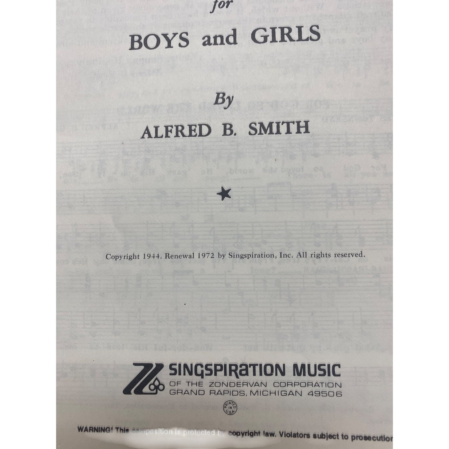 Vintage "Action" Songs For Boys & Girls Book Set  Singspiration Series