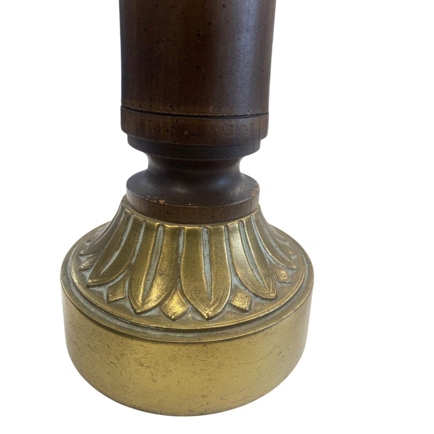 Vintage Mid-Century Pineapple Table Lamp Brass & Wood 35.5”Tall Lamp With Harp & Finial Accent