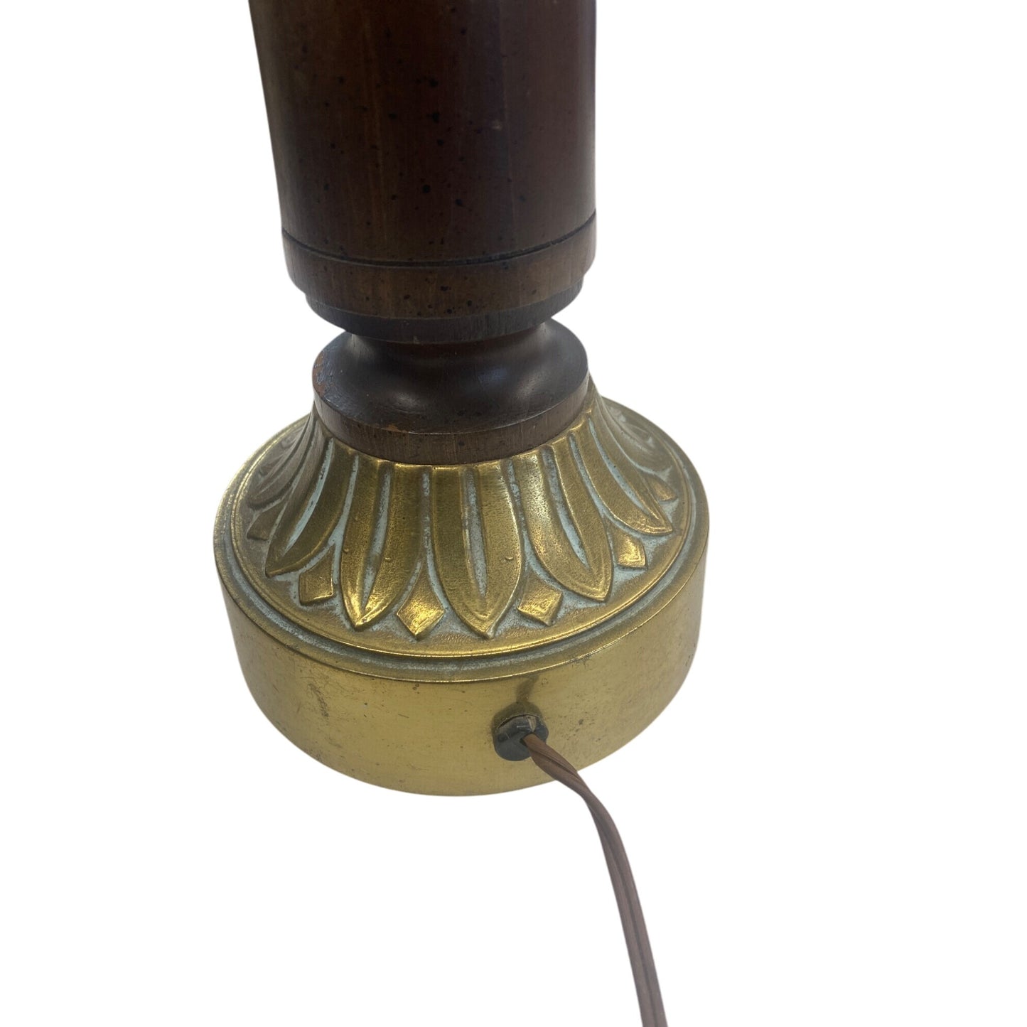 Vintage Mid-Century Pineapple Table Lamp Brass & Wood 35.5”Tall Lamp With Harp & Finial Accent