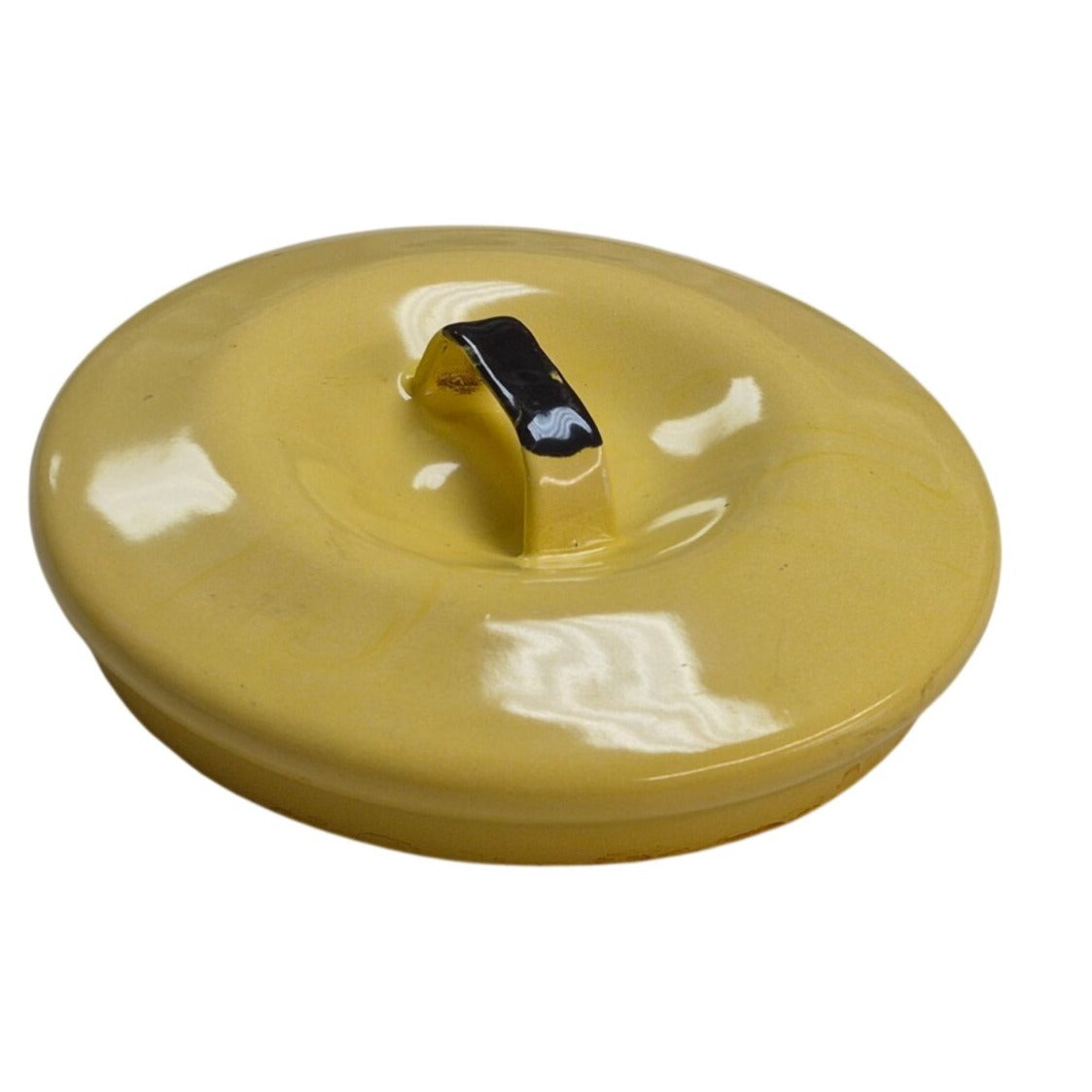 Yellow Enamelware Replacement Lid With Black Handle Rustic Farmhouse Style