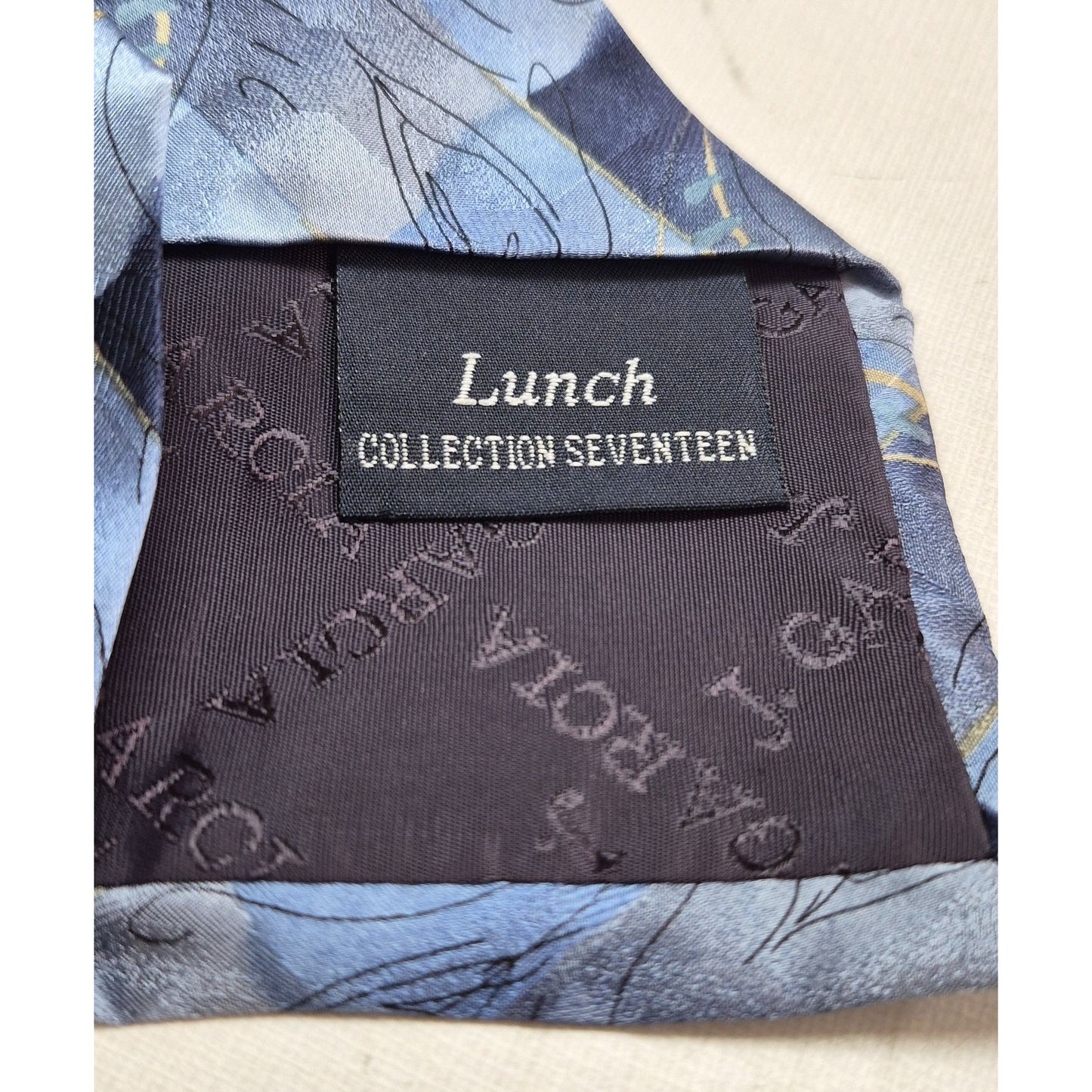 J. Garcia Silk Tie Collection Seventeen Mens Blue Leaf Pattern Necktie 65"