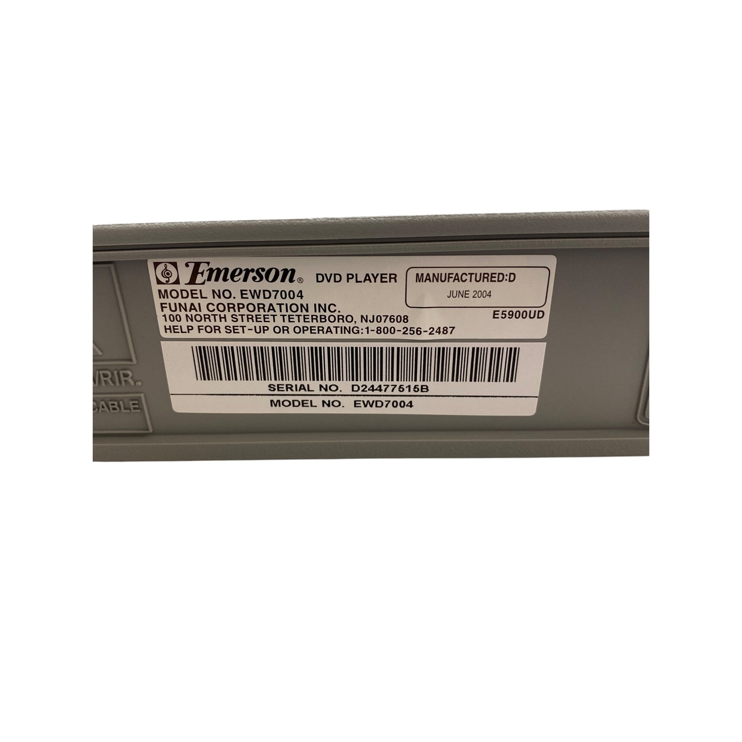 New Ols Stock Emerson EWD7004 DVD CD Player With Remote & Cables