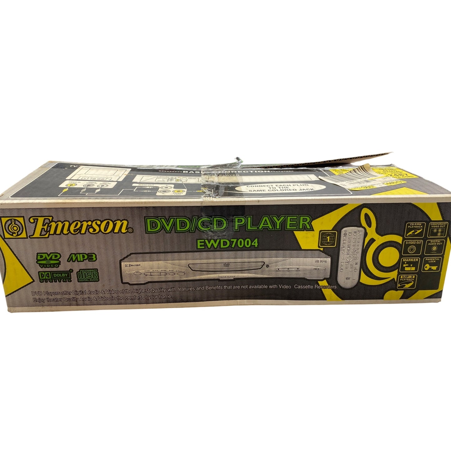 New Ols Stock Emerson EWD7004 DVD CD Player With Remote & Cables