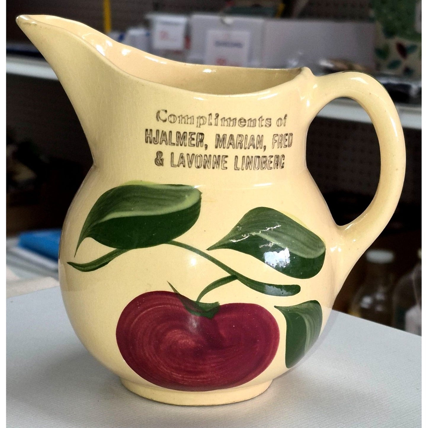 Watt Pottery Apple Cream Pitcher #15 Lindberg's Turtle Lake WI