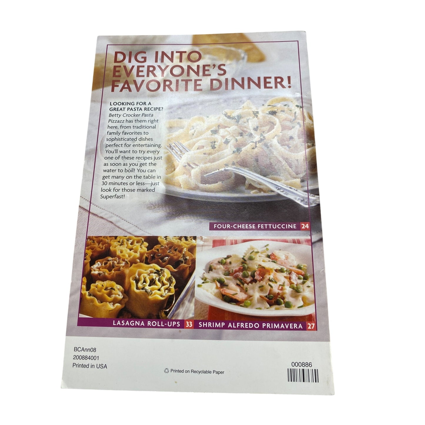 Betty Crocker Pasta Pizzazz Cookbook: 42 Simple Sensational Meals