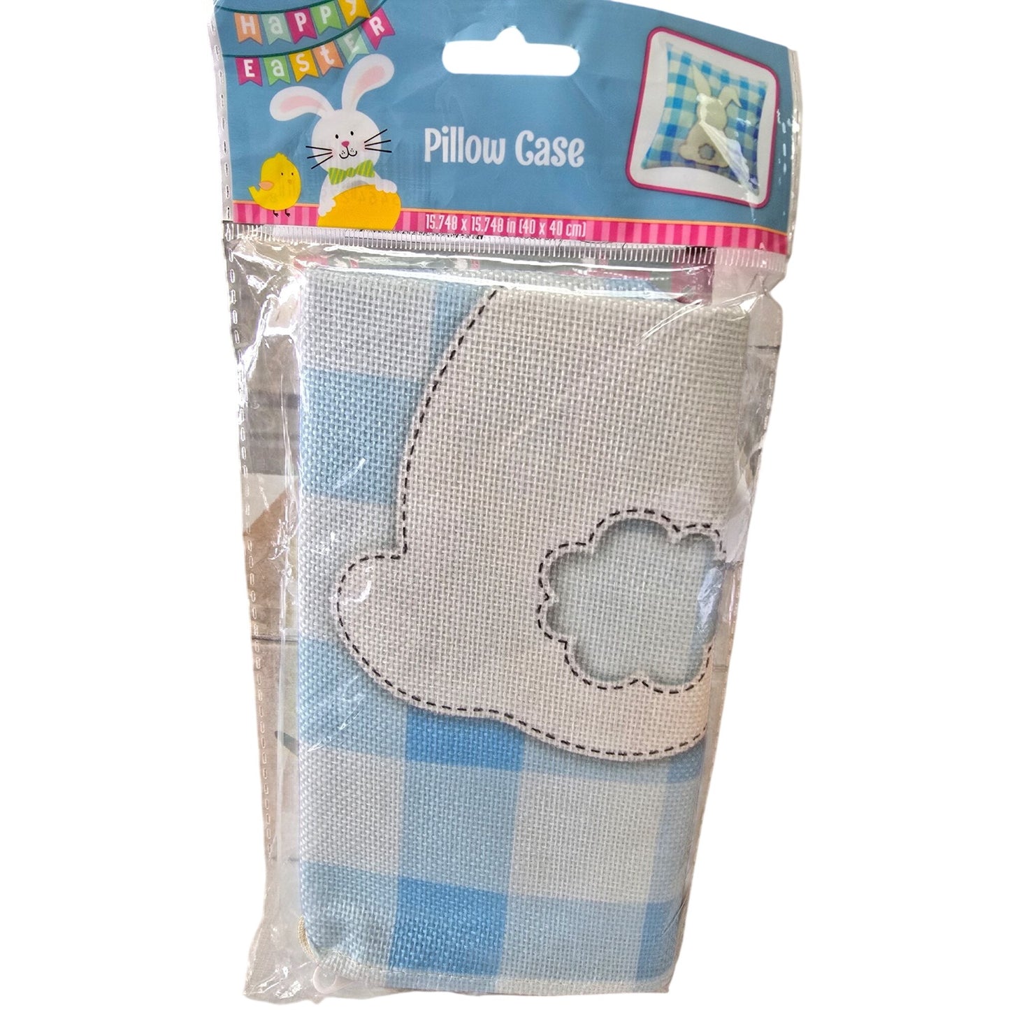 Easter Bunny Blue Gingham Decorative Pillow Case Soft Crafted Home Decor