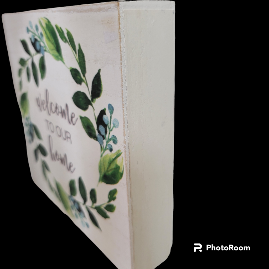 Painted Wood Sign welcome to our home plaque