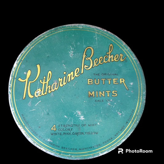 VINTAGE METAL ADVERTISING TIN Katherine Beecher Butter Mints