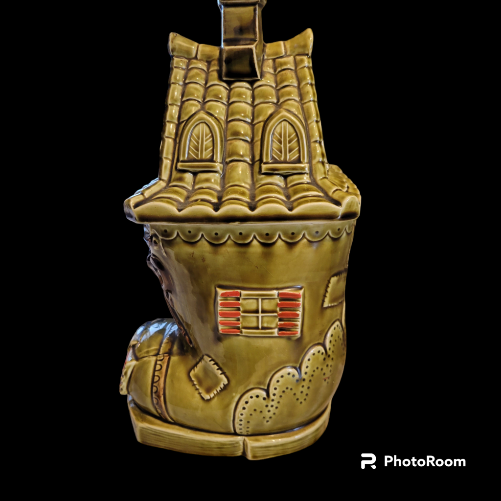 Vintage Cookie Jar Canister Nursery Rhyme Old Woman Who Lived in a Shoe Japan