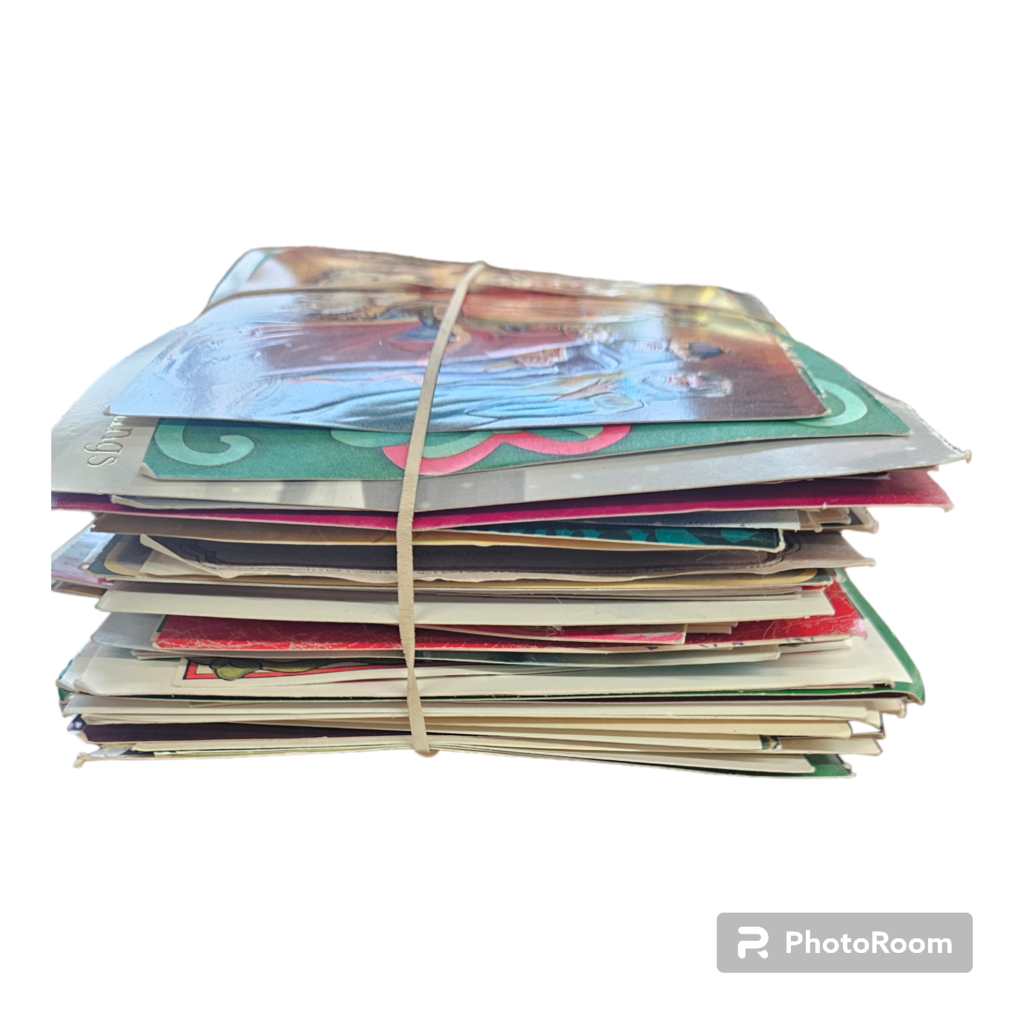 Vintage Christmas Card Paper Front Cover Scrapbook Crafting Epherma Pile