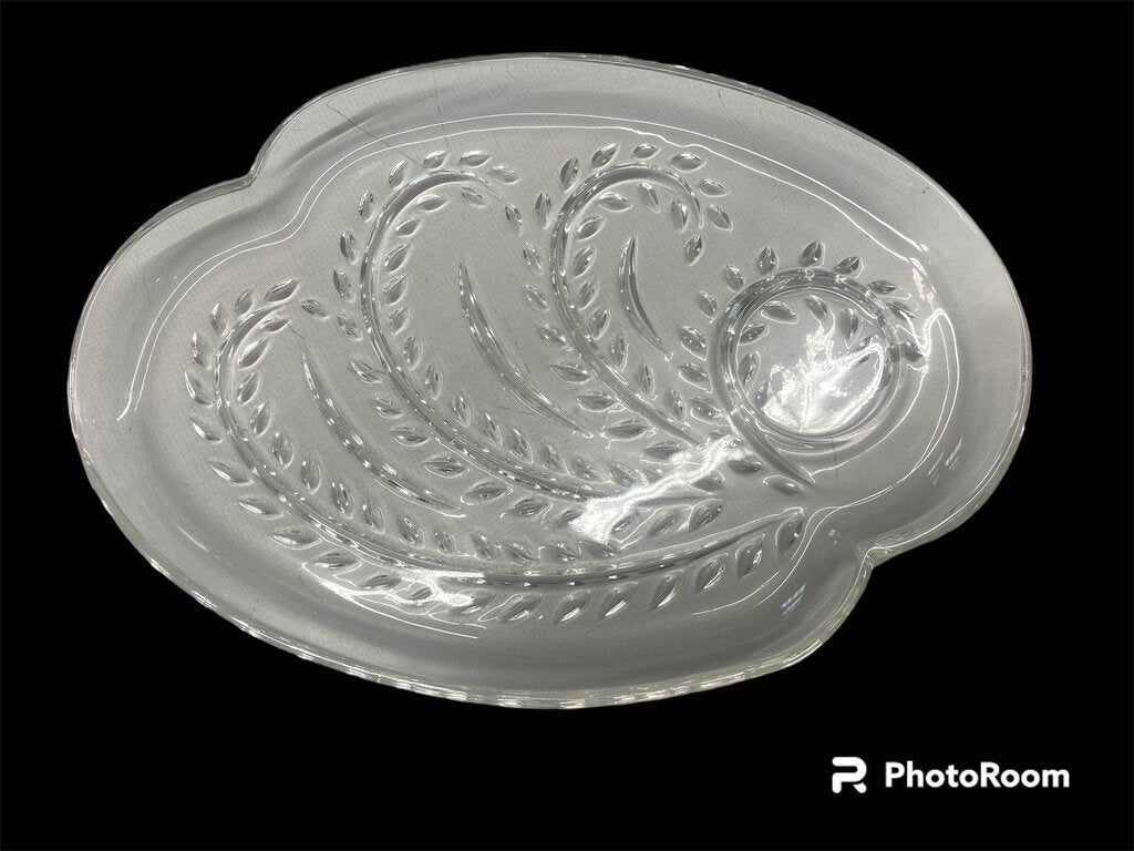 Federal Glass Hospitality Homestead Wheat Snack Plate Cup Holder Inset Set 3