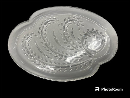 Federal Glass Hospitality Homestead Wheat Snack Plate Cup Holder Inset Set 3