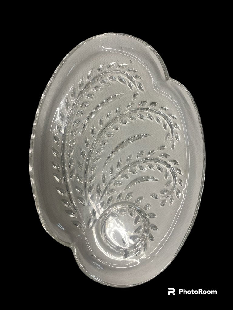 Federal Glass Hospitality Homestead Wheat Snack Plate Cup Holder Inset Set 3