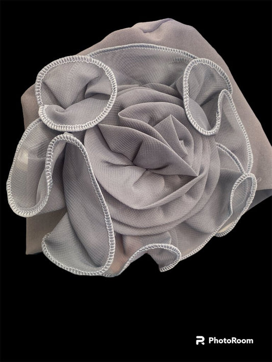 Simple Gray Hat with Flower