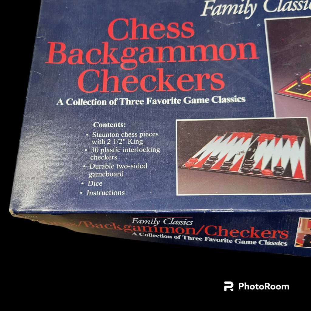 Vintage Family Classics Chess Backgammon Checkers Game Instructions