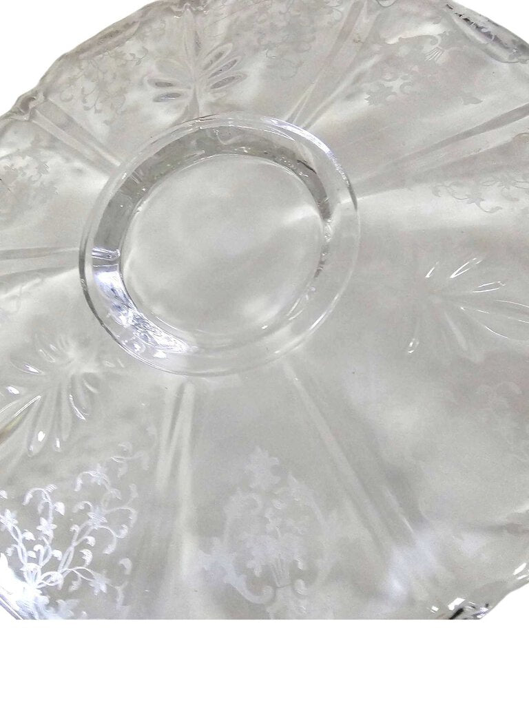 Vintage Fostoria Crystal Navarre Round Serving Platter Torte Tray 13"