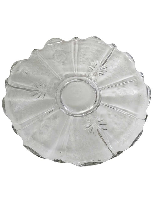 Vintage Fostoria Crystal Navarre Round Serving Platter Torte Tray 13"