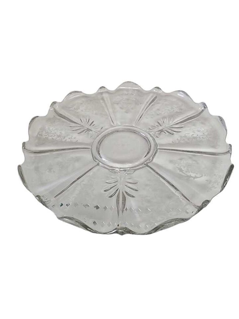 Vintage Fostoria Crystal Navarre Round Serving Platter Torte Tray 13"