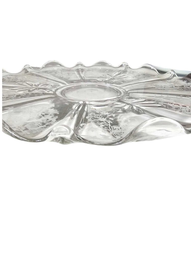 Vintage Fostoria Crystal Navarre Round Serving Platter Torte Tray 13"