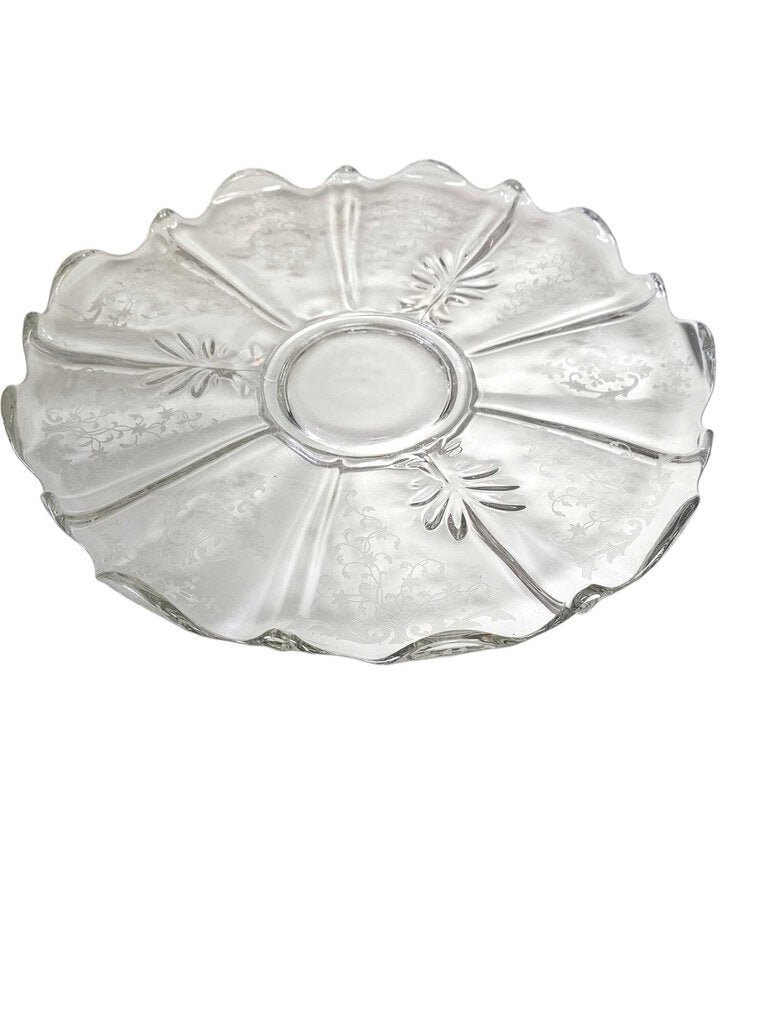 Vintage Fostoria Crystal Navarre Round Serving Platter Torte Tray 13"