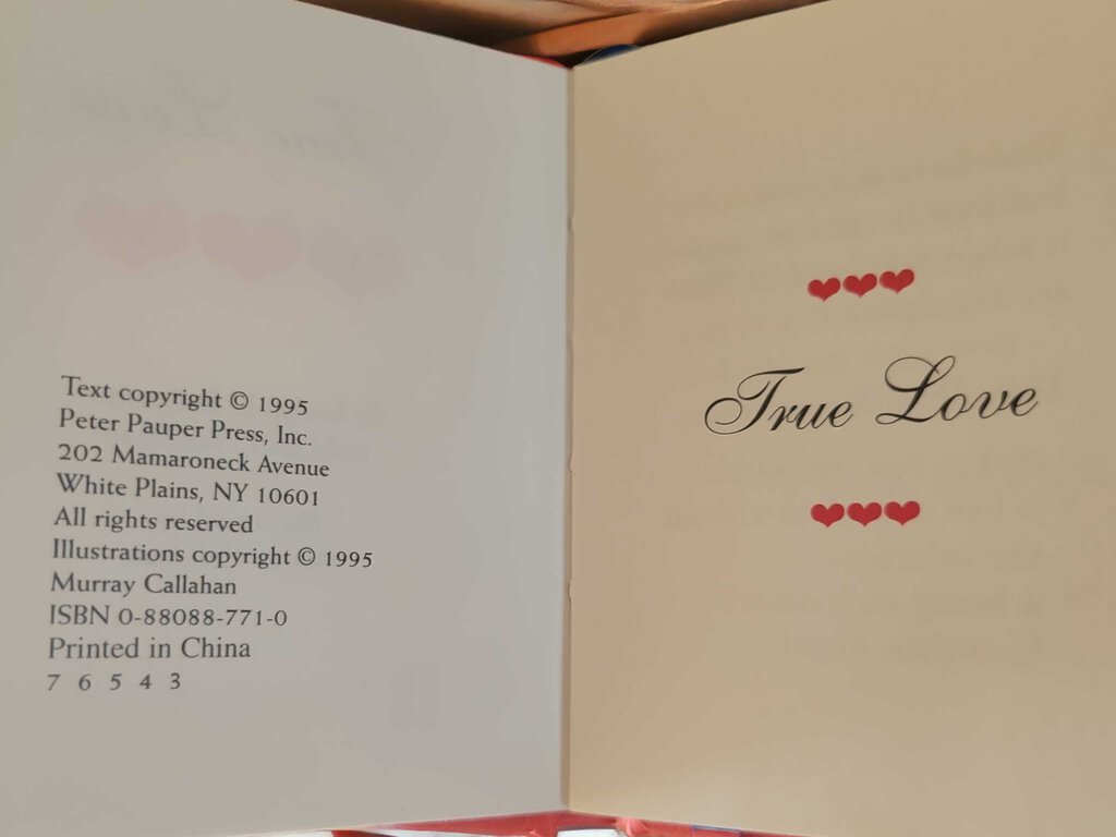 TRUE LOVE petite book Mini Hardcover Gold Heart Bookmark