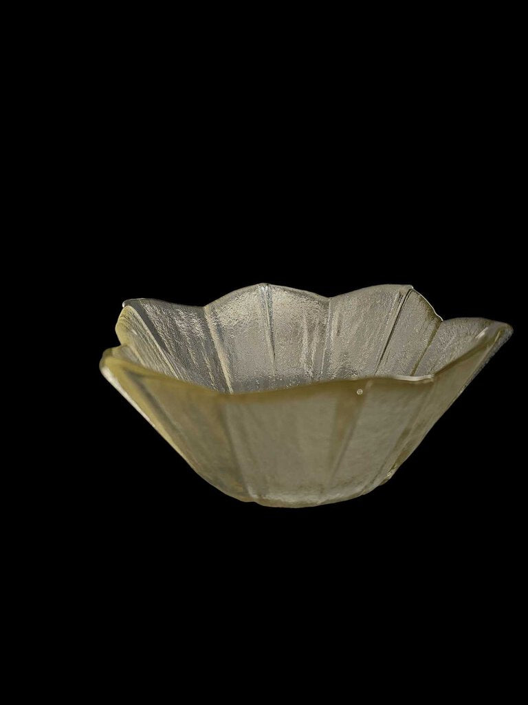 Vintage Thick textured Glass 6 petal lotus Bowl Dish