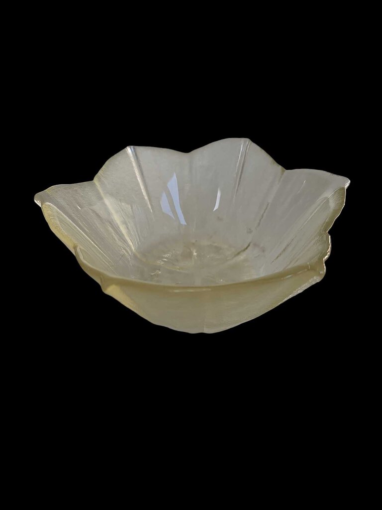 Vintage Thick textured Glass 6 petal lotus Bowl Dish