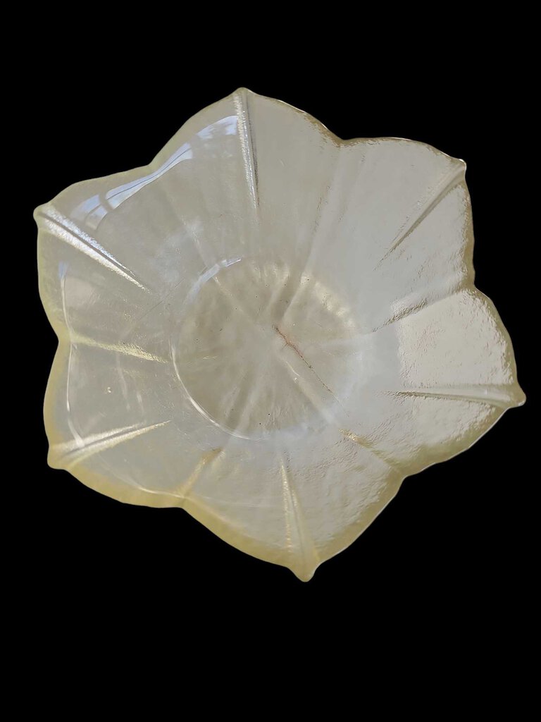 Vintage Thick textured Glass 6 petal lotus Bowl Dish