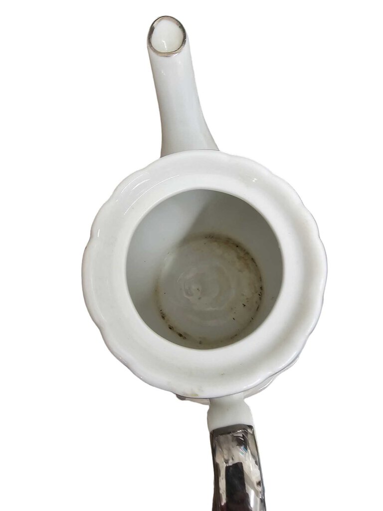 Vintage Lefton China Hand Painted Silver 25th Anniversary Tea Pot w LID