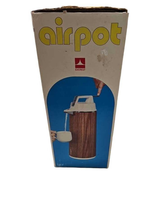 Vintage Everest Vacuum Pump Airpot Coffee Thermos 1.9 Liter Brown
