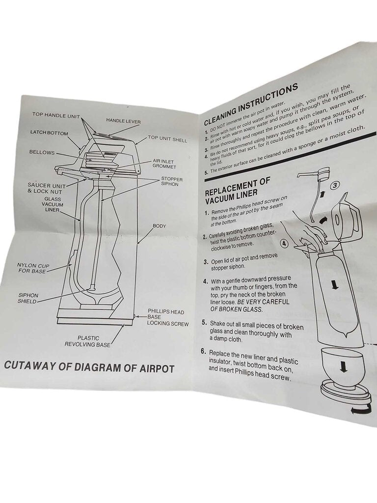 Vintage Everest Vacuum Pump Airpot Coffee Thermos 1.9 Liter Brown