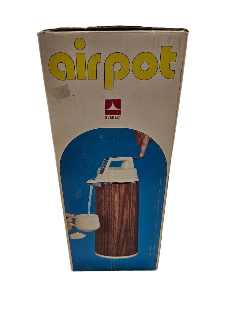 Vintage Everest Vacuum Pump Airpot Coffee Thermos 1.9 Liter Brown