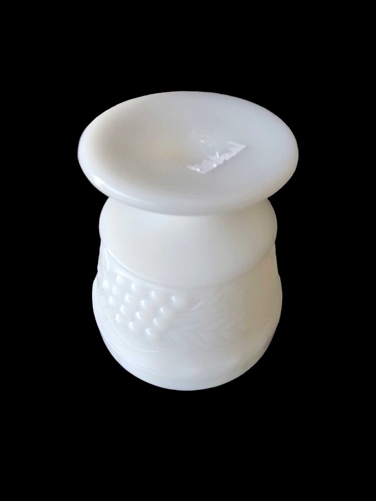 Vintage Anchor Hocking MILK GLASS Grape Pattern Footed Dish