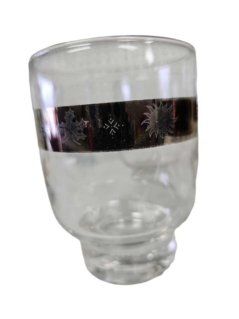 Vintage Silver Rim Brandy Old Fashioned Water Glasses Four Season Glasses Set 4