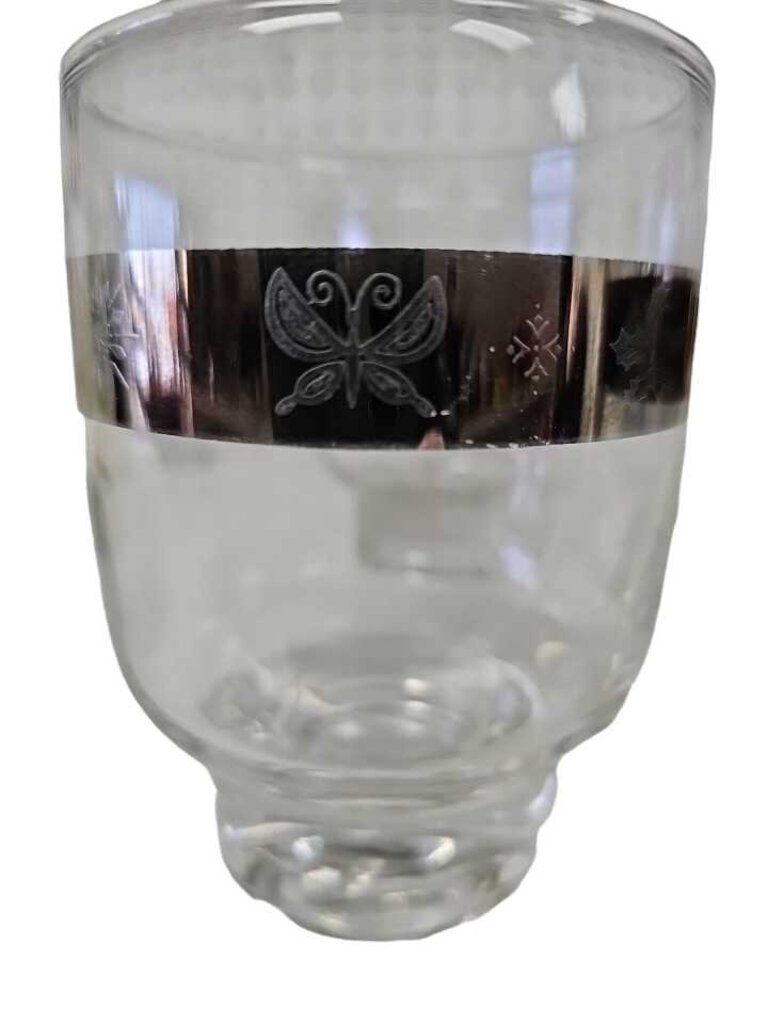 Vintage Silver Rim Brandy Old Fashioned Water Glasses Four Season Glasses Set 4