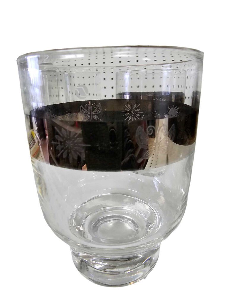 Vintage Silver Rim Brandy Old Fashioned Water Glasses Four Season Glasses Set 4