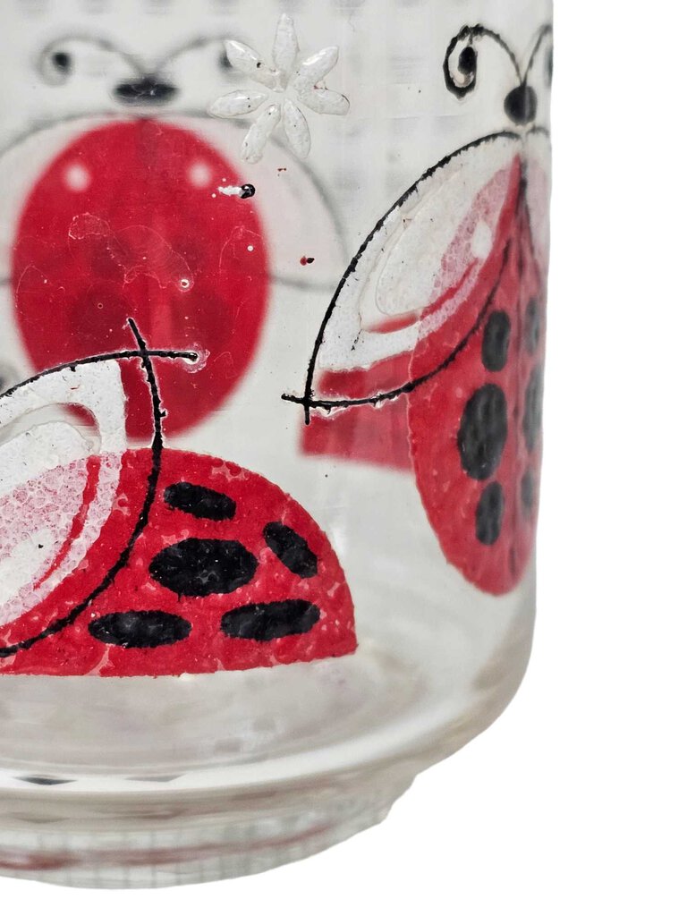 Vintage 1960s Ladybug Juice Glass Red